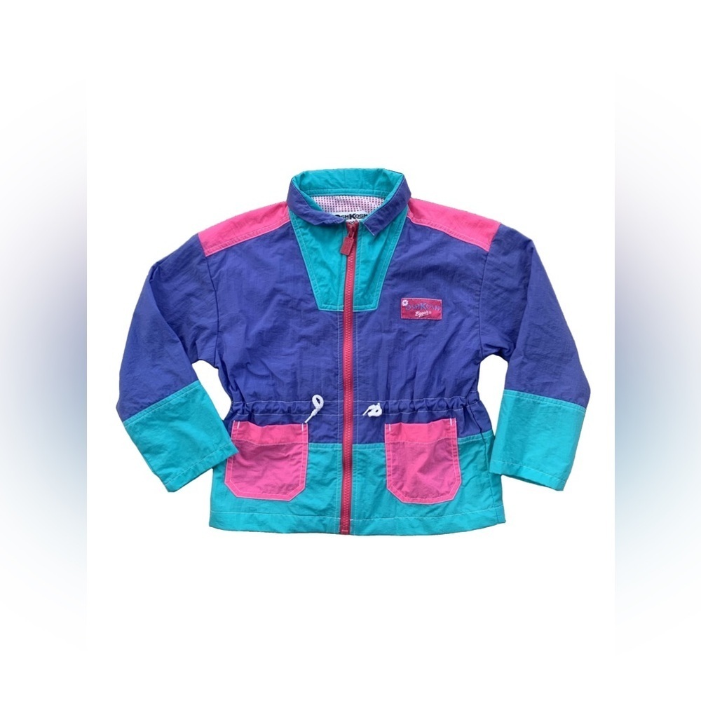 Vintage Oshkosh Size 5-6 Colorblock Pink and Purple Rain Jacket
